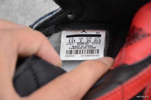 Cheap EP 1 Kid OG Bred Red High Jordan Black Air Banned  555088  555088 001 Kids Retro 001 0428